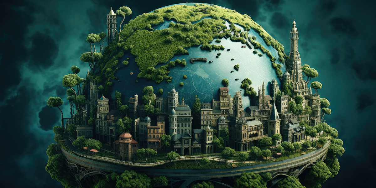 Imagem do planeta, remetendo ao prèmio de Empresa B que ganhamos em virtude do nosso compromisso com Sustentabilidade, Responsabilidade Social e Governança.