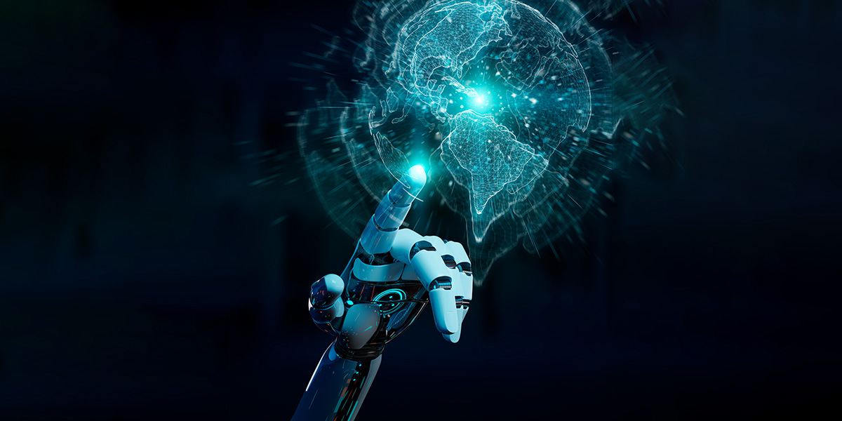 Mão de um robô, o que remete ao tema do artigo, que é a relação entre Inteligência Artificial Generativa e patentes.