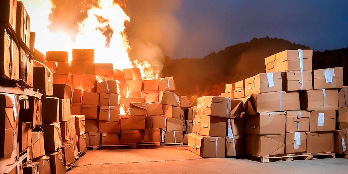 O guia do panorama brasileiro de anti-pirataria do WTR está disponível! Na imagem, material sendo queimado por representar produtos falsificados.