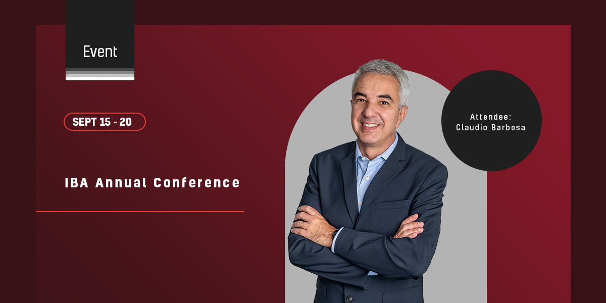 Claudio Barbosa estará na Conferência Anual da International Bar Association (IBA).